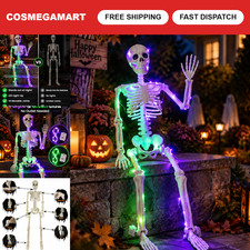 3FT Light-Up Skeleton Halloween Decor - 36" Posable Outdoor Decoration, Spooky P
