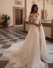 Sweetheart Off Shoulder Pearls Mermaid Wedding Dresses Gorgeous Lace Detachable