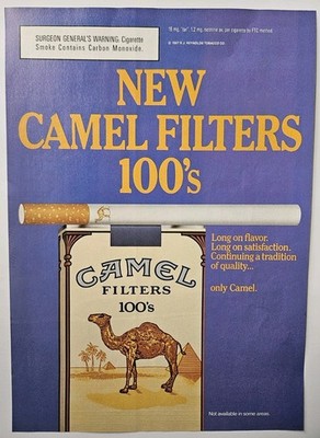 1987 New Camel Filters 100's Cigarette Pack Vintage Print Magazine Ad
