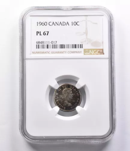 PL67 1960 Canada 10 Cent NGC Beautifully Toned *2919