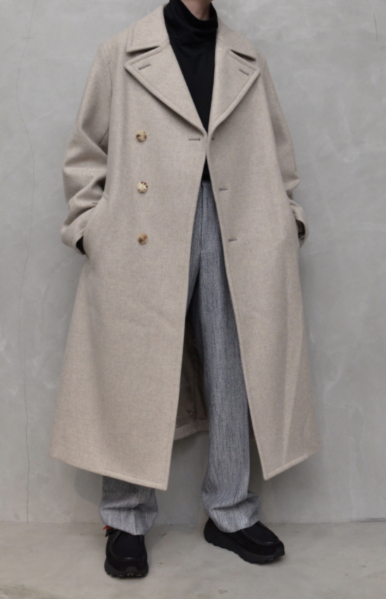 Auralee LIGHT MELTON DOUBLE-BREASTED COAT / TOP BEIGE size 3 Auralee LIGHT MELTON DOUBLE-BREASTED COAT / TOP BEIGE size 3