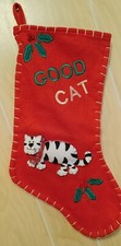 Cat Christmas Stocking Good Cat Bad Cat Red Reversible Felt Crazy Cat Lady Gift