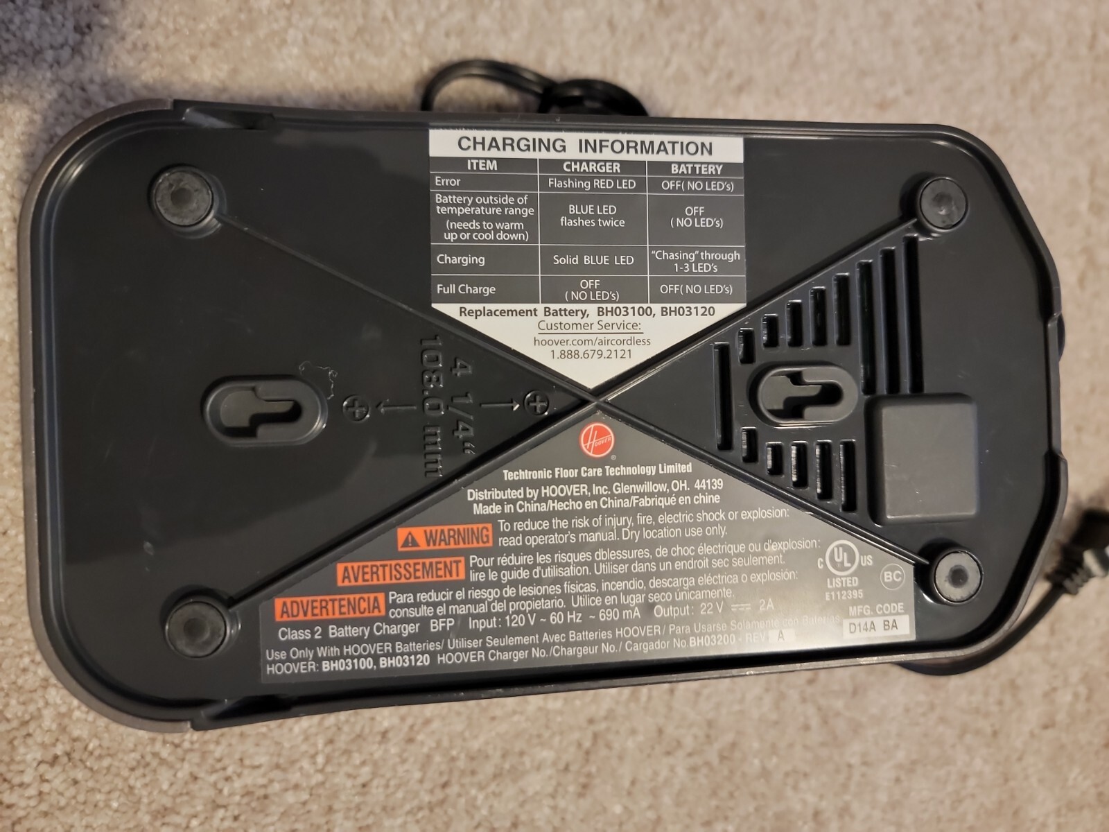 Genuine Hoover Lithium Life 20V 72Wh Liion Battery BH03120 & Charger