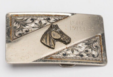 Vintage 1960's Western Kids Silver and Nickle horse head belt buckle