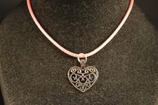 Filigree HEART CHARM CHARM NECKLACE Fashion Jewelry BRAND NEW USA SELLER pink
