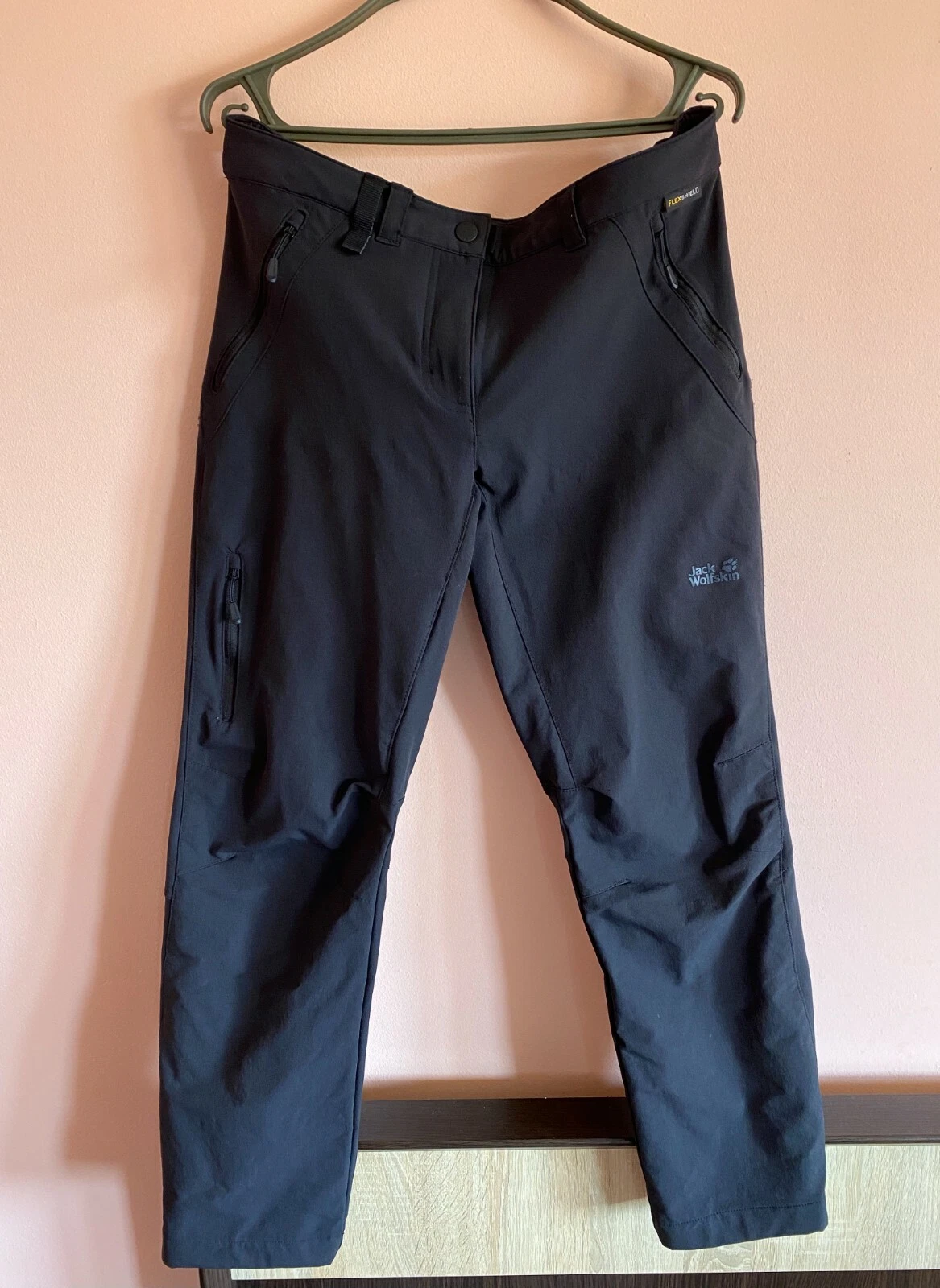 JACK WOLFSKIN WOMENS TREKKING HIKING STRETCH PANTS FLEX SHIELD SOFT-SHELL UK 12