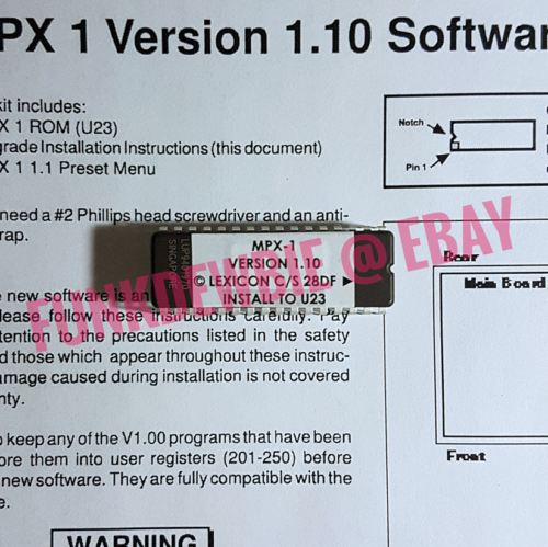 Lexicon MPX 1 OS v1.10 EPROM Firmware Upgrade KIT / Brand New ROM Update Chip - Afbeelding 1 van 2