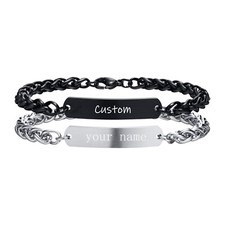 Personalized Stainless Steel Custom Letter Name Date Engraved Bracelet Jewellery