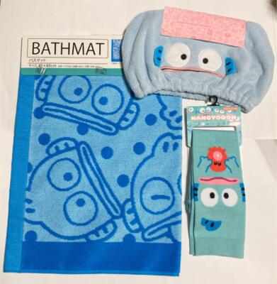 Sanrio Hangyodon Bath mat(17.71x25.6'')/Hair towel/Socks with sole balls set set
