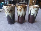 Vintage Heavy Mcm Unmarked USA Hull Pottery Drip Glasses 5 1/2" H X 3 W Great...