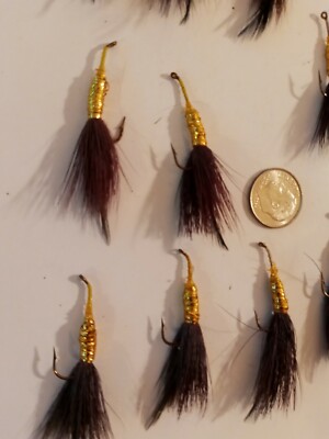 Fly Fishing Flies 10 Vintage Hand Made Bluegill Bass Folk Art