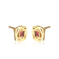 Red Garnet Gemstone Stud Earrings 925 Silver Gold Plated Jewelry For Womens