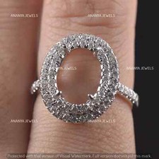 3CT Oval Cut Lab Created Custom Semi Mount Wedding Ring 925 Sterling Silver