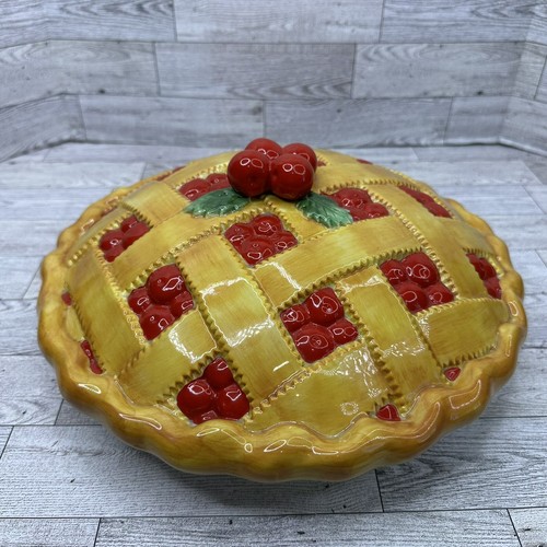Dept 56 ' Life is Just a Bowl of Cherries ' Stoneware Pie Plate & Cover - Picture 2 of 9