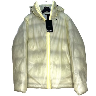 RAINS Mens Kevo Case Waterproof Hooded Puffer Jacket Foam Green (MSRP $600)