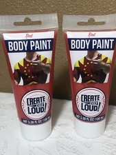2 Of Create Out Loud Red Body Paint 3.38 FL OZ Great For Sporting Event, NEW