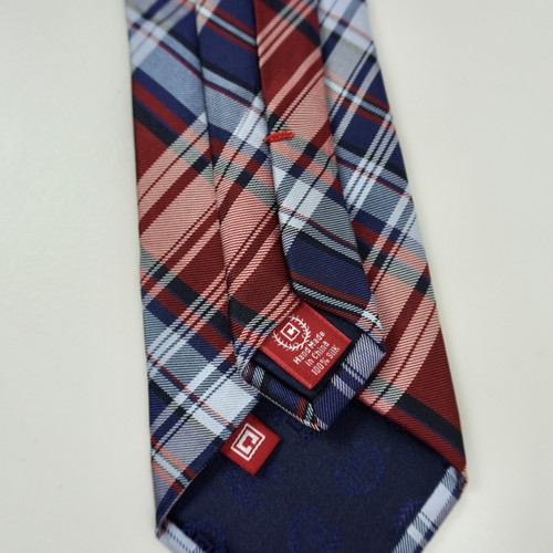 Chaps Silk Tie Plaid Blue Red Classic Preppy Church Fraternity Interview Repp - Picture 5 of 6