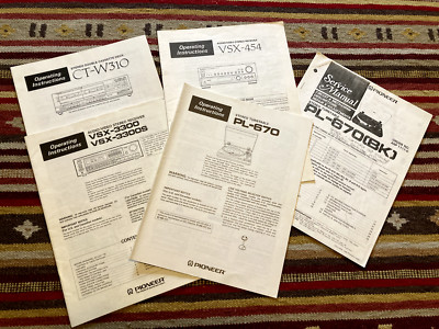 PIONEER Vintage Stereo Manual Lot VSX-454 PL-670 VSX-3000 CT-W310 turntable vtg