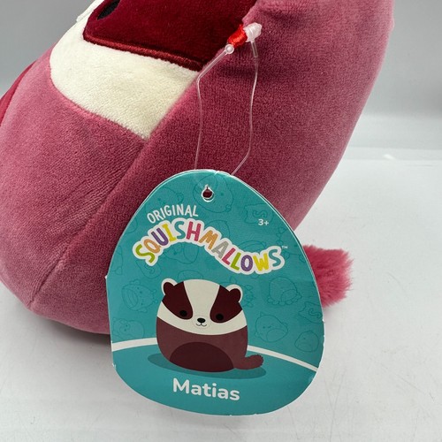 New with tags Original Squishmallows MATIAS the BADGER 7.5 inch Plush small Red - Picture 4 of 9