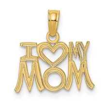14K Yellow Gold I Heart My Mom Pendant