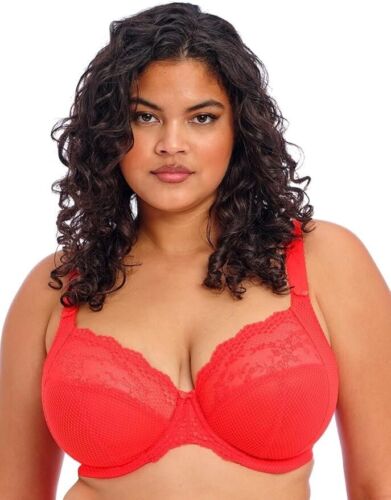 Elomi Full Figure Charley Stretch Lace Underwire Plunge Bra Salsas Size 40H