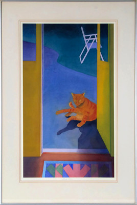 LORI SLATER California watercolor Back Door Cat compare at $1400