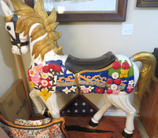 Antique Vintage Authentic Hand Carved Carousel Horse Full Size Circa 1900s RH2