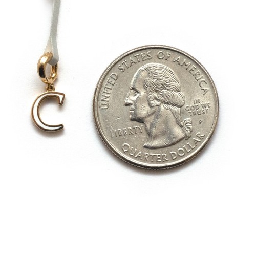 New DAVID YURMAN 8mm Petite Gold & Enamel C Initial Pendant Charm Enhancer