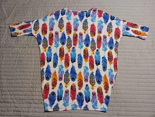 Agnes & Dora Damen X-Small weiß mehrfarbig Feder 3/4 Arm Shirt Bluse - Bild 4 von 10