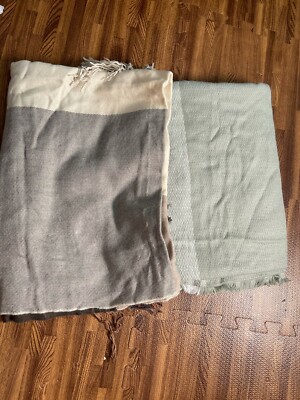 Lot of 2 pcs Scarves Various Brands Gray Colors