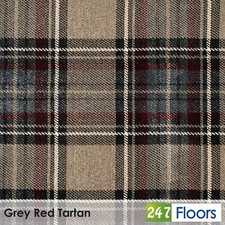 Grey Red ZAZ2 Midas Tartan Wilton Carpet 11mm Woven Backed Patterned Lounge