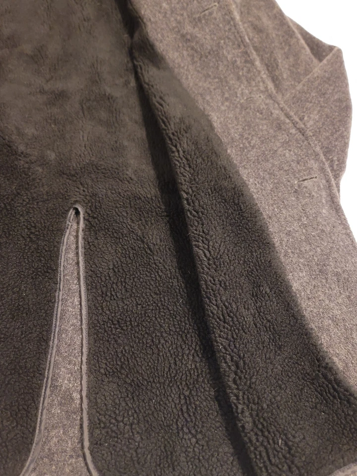 Vintage Botany 500 Men's Gray Fleece Lined Wool Trench Coat Button Overcoat 44L - Image 4 of 4