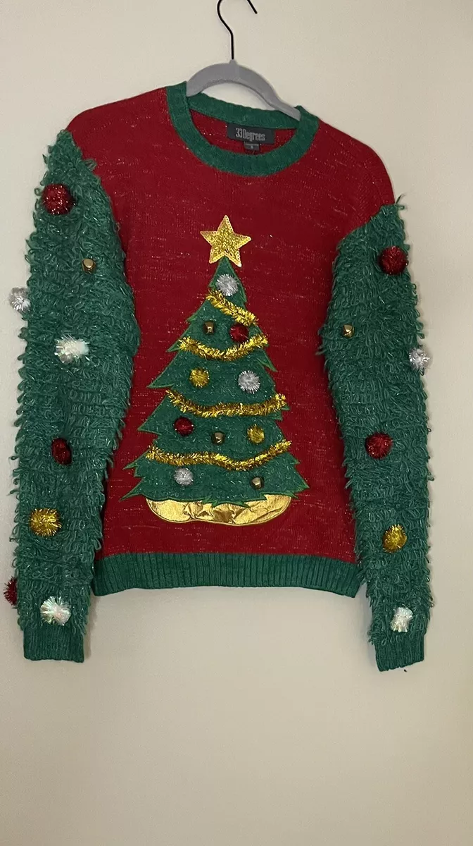 33 Degrees Ugly Christmas Sweater Christmas Tree Size S Men / Women NWT