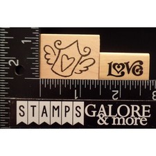 IMPRESS Rubber Stamps SET 2 ANGEL WINGS FLYING HEART  LOVE VALENTINES 2041