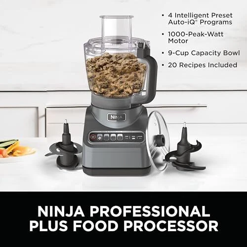 Ninja 1000 Peak Watt 9 Cup Food Processor with Auto iQ Technology Silver - Image 2 of 4