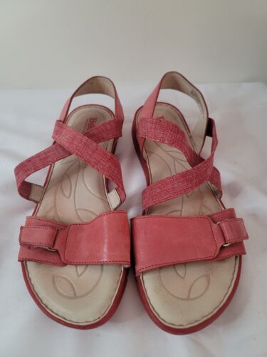 Born Sandals Dark Rose Pink Strappy Leather Womens