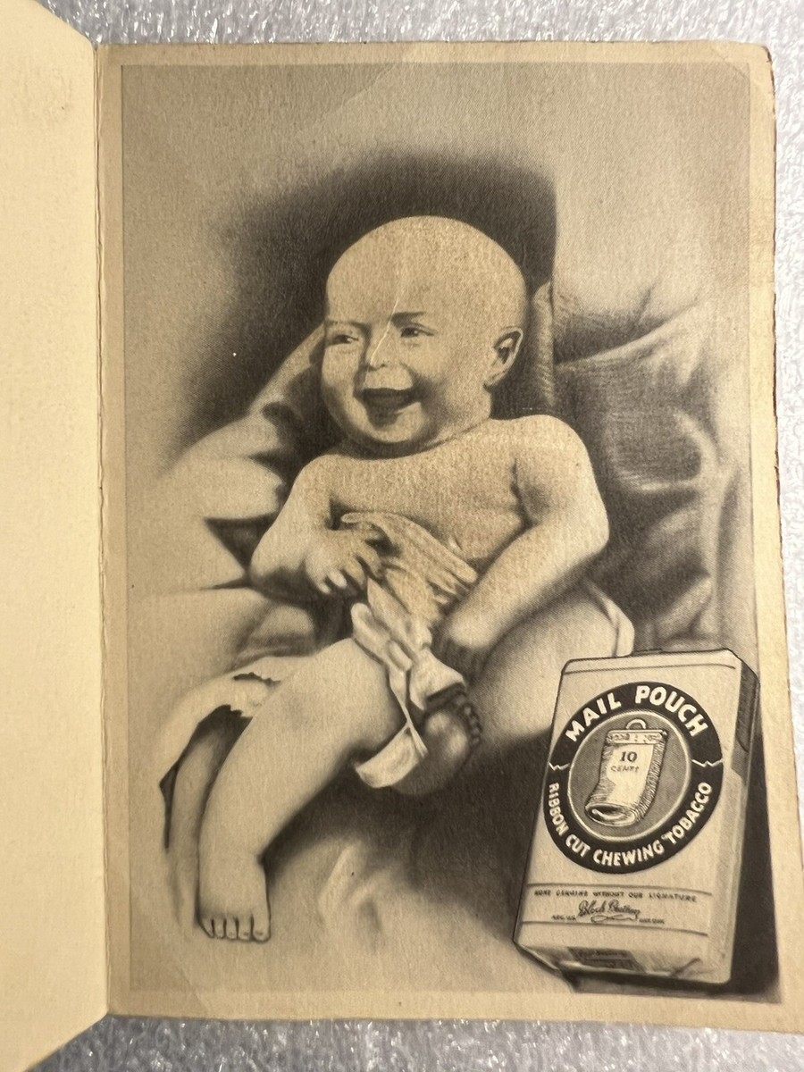 got a pinch of tobacco in my pocket 1938 Tobacco Naughty Baby Advertisement Mail Pouch Tobacco Ribbon Cut  Chewing