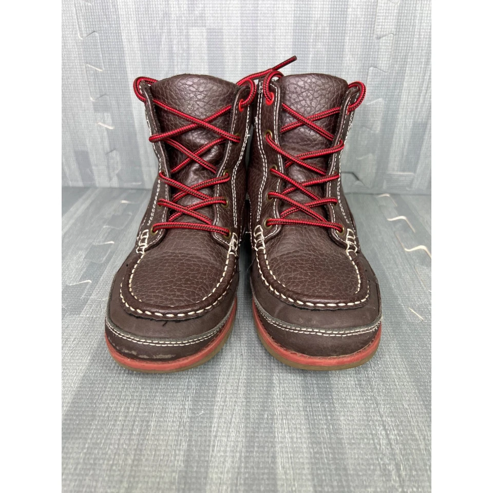 Tommy Hilfiger Botas de Caza Niños EE. UU. Talla 4 Marrón Con Cordones Mocasín Medio Top Foto 2 de 4