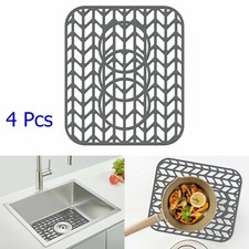 4 Pack Silicone Sink Mat Grid Protector Folding Non-slip with 3 Reserved Holes