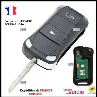 Clé Vierge Id46 Porsche Cayenne 2002-2009 100% Testé 2 Boutons