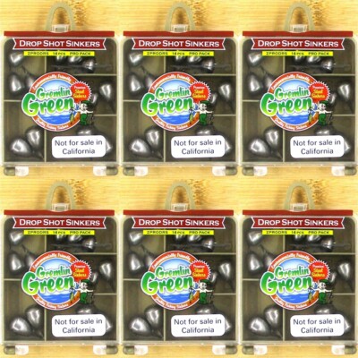 (6) Packs Water Gremlin Green Steel Drop Shot Sinkers Pro Pack (14 Pcs/Pack) New