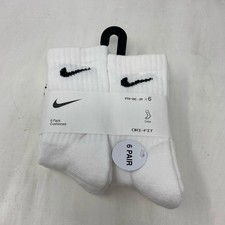 Nike Kids Dri-FIT Crew Socks 6-Pair White XS YTH 10C-3Y UN0019-001