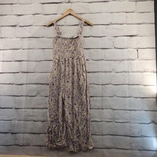 Aritzia Wilfred Jumpsuit Womens Small Floral Smocked Top Ruffle Straps Wide Leg
