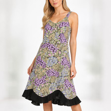 Vintage Zoe California Floral Rayon Crepe Dress Structured Bodice Flowy Hem SZXS