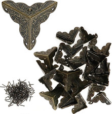48pcs Antique Corner Decorative Corner 25mm Vintage Edge Guard Bronze Tone Bo...