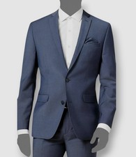  425 Bar III Mens Blue Slim-Fit Wool Stretch Blazer Coat Suit Jacket Size 36S