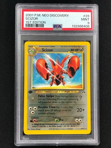 Pokemon 2001 Scizor 1st 29/75 Neo PSA 9