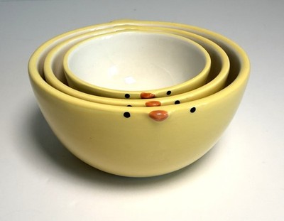 TAG Yellow Chick Face Nesting Bowls Set 3 Easter Spring Farmhouse Small Bowls