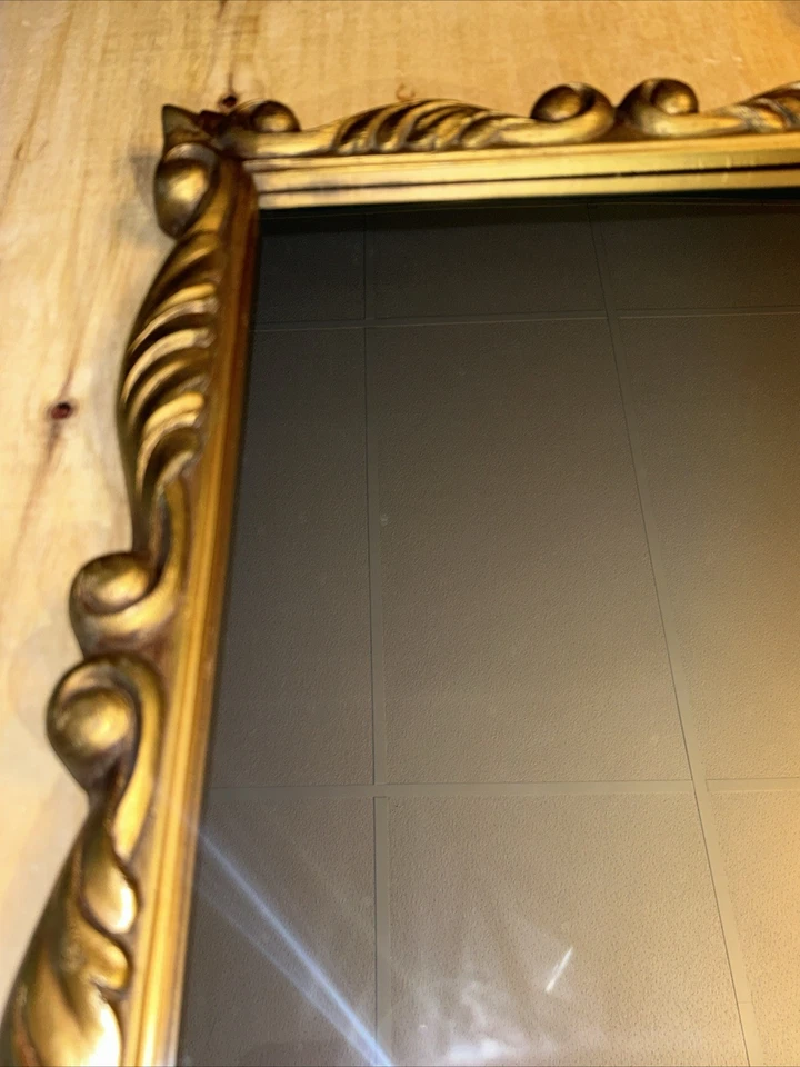 VTG MCM Syroco Style Gold Ornate Vanity LG Decor Mirror Hollywood Regency 17x23” - Image 4 of 4
