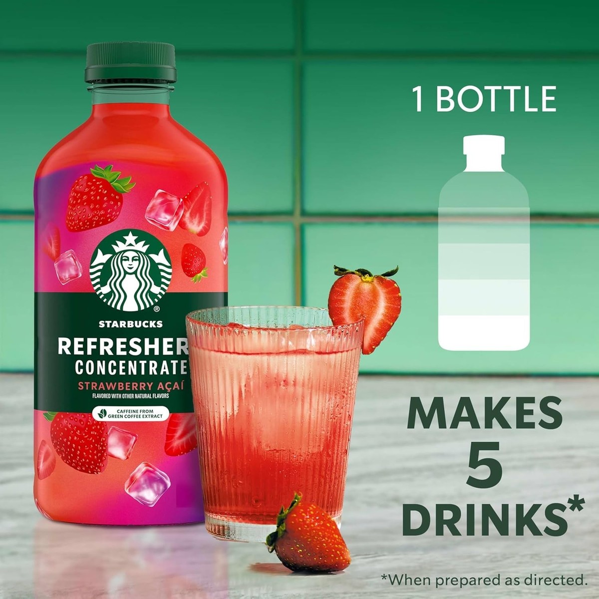 Starbucks Refreshers Concentrate Strawberry Acai, Refreshing Drink